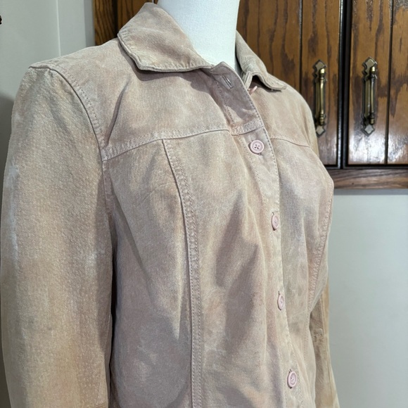 Vintage Tan Suede Leather Jacket Size Medium Faded Distressed Cherokee - Picture 2 of 9